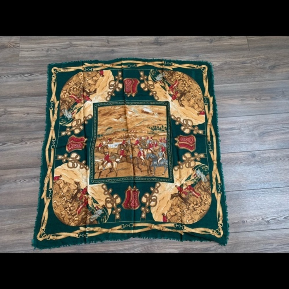 Elegant Green and Gold Holiday Scarf